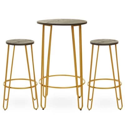 District 3Pc Gold Finish Bar Table Stool Set – Home Luxe Interior