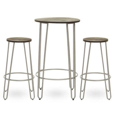 District 3Pc Silver Frame Bar Table Stool Set – Home Luxe Interior