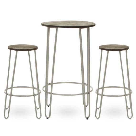 District 3Pc Silver Frame Bar Table Stool Set – Home Luxe Interior