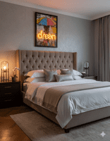 DREAM' Neon LED Wall Art - 40x60cm Girl with Umbrella Canvas USB