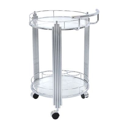 Drinks Trolley Round Glass Shelves In Chrome