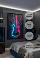 Electric Guitar Neon LED Wall Art - 40x60cm Splash Art Music Decor USB