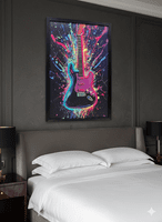 Electric Guitar Neon LED Wall Art - 40x60cm Splash Art Music Decor USB