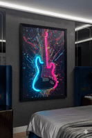 Electric Guitar Neon LED Wall Art - 40x60cm Splash Art Music Decor USB
