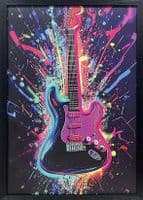 Electric Guitar Neon LED Wall Art - 40x60cm Splash Art Music Decor USB
