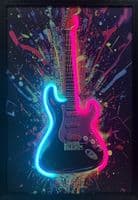 Electric Guitar Neon LED Wall Art - 40x60cm Splash Art Music Decor USB
