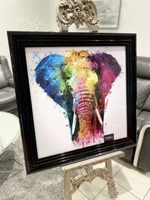 Elephant Multicolor Wall Art 85Cm X 85Cm Black Frame