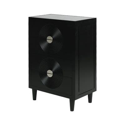 Elon 4 Drawer Tallboy Cabinet Black with Smoke Mirror Top