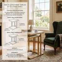 Erice Gold Side Tables Set of 2 Cream Marble for Modern Living Room