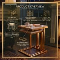 Erice Gold Side Tables Set of 2 Cream Marble for Modern Living Room