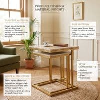 Erice Gold Side Tables Set of 2 Cream Marble for Modern Living Room