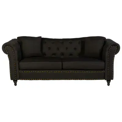 Fable 3 Seat Black Chesterfield Sofa