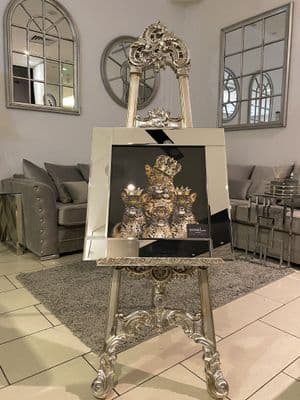 Family Of 4 Cheetah Crown Wall Art Mirror Frame 55Cm X 55Cm