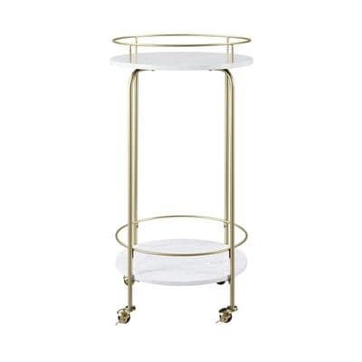 Faux Marble Modern Bar Cart 2 Tier