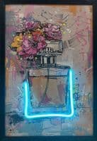 Floral Perfume Bottle Neon LED Wall Art - 40x60cm Canvas Aesthetic Decor
