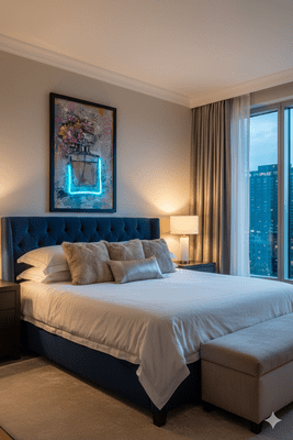 Floral Perfume Bottle Neon LED Wall Art - 40x60cm Canvas Aesthetic Decor