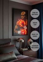 Floyd Mayweather Neon LED Wall Art Canvas with Red Neon Glow - Home Gym Decor