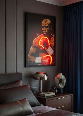 Floyd Mayweather Neon LED Wall Art Canvas with Red Neon Glow - Home Gym Decor