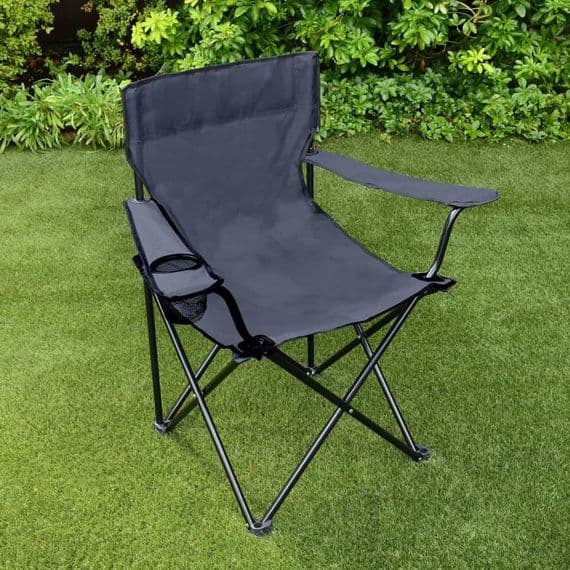 Folding Camping Chair with Cup Holder - Black | Home Luxe Interior
