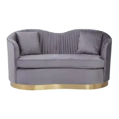 Franza 2 Seater Pleated Grey Velvet Sofa