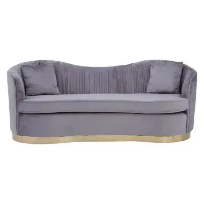 Franza 3 Seater Pleated Grey Velvet Sofa