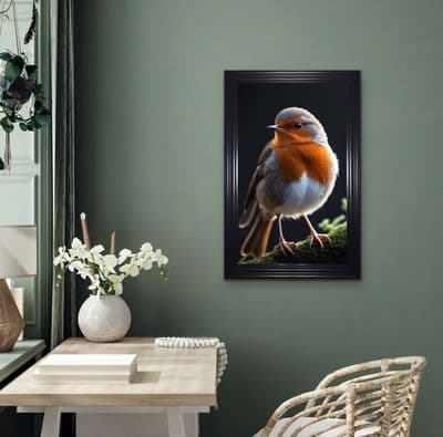 French Velvet Close-up Image of European Robin - Home Luxe Interior
