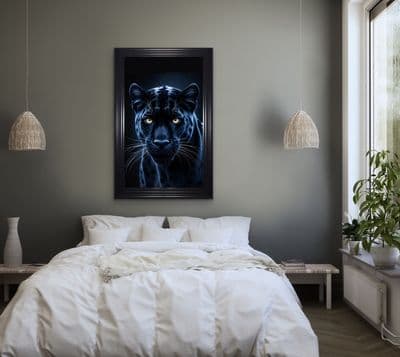 French Velvet Fierce panther gaze, shadowed elegance. - Home Luxe Interior