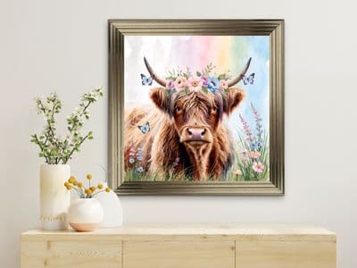 French Velvet Isla, the highland cow in Pastels - Home Luxe Interior