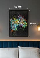 Gaming Controller Blue Neon LED Wall Art - 40x60cm Games Room Decor USB