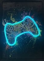 Gaming Controller Blue Neon LED Wall Art - 40x60cm Games Room Decor USB