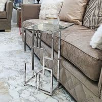 Geo Silver Chrome Glass Top Sofa Table - Home Luxe Interior