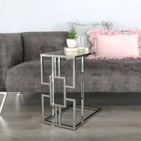 Geo Silver Chrome Glass Top Sofa Table - Home Luxe Interior