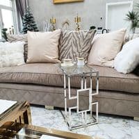 Geo Silver Chrome Glass Top Sofa Table - Home Luxe Interior