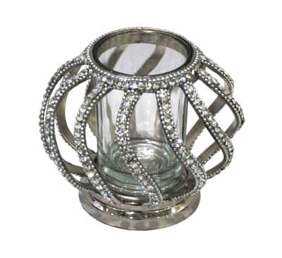 Glitz Twist Tealight Glass Holder 10.5cm