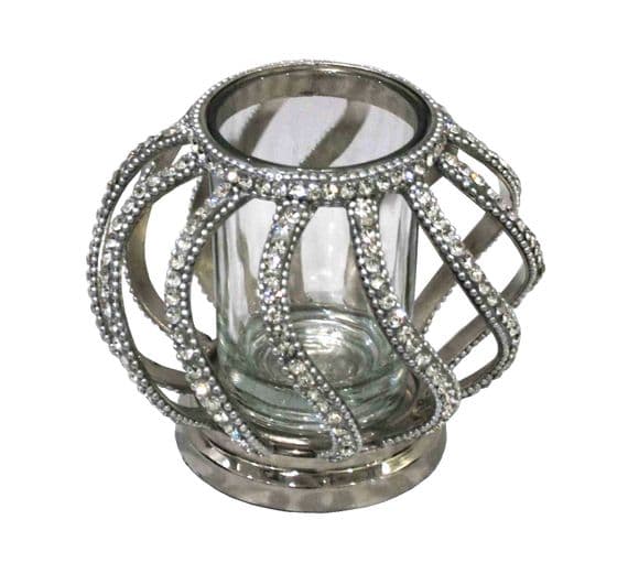 Glitz Twist Tealight Glass Holder 10.5cm