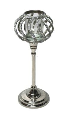 Glitz Twist Tealight Glass Holder 32cm