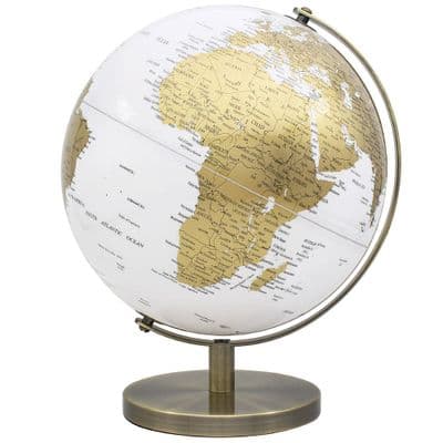 Globe Rotating Gold & White Medium