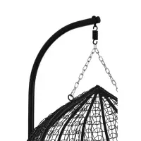 Goa Double Black Rattan Effect Hanging Egg Chair Grey Cushions