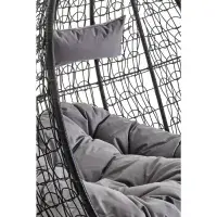 Goa Double Black Rattan Effect Hanging Egg Chair Grey Cushions