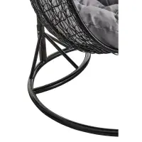 Goa Double Black Rattan Effect Hanging Egg Chair Grey Cushions