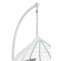 Goa White Rattan Effect Hanging Egg Chair Swing Grey Cushions