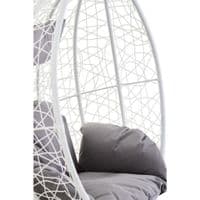 Goa White Rattan Effect Hanging Egg Chair Swing Grey Cushions