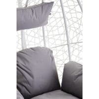 Goa White Rattan Effect Hanging Egg Chair Swing Grey Cushions