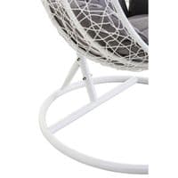 Goa White Rattan Effect Hanging Egg Chair Swing Grey Cushions