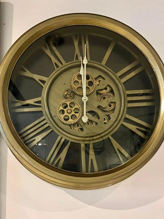 Gold Moving Cog Gears Clock 54cm