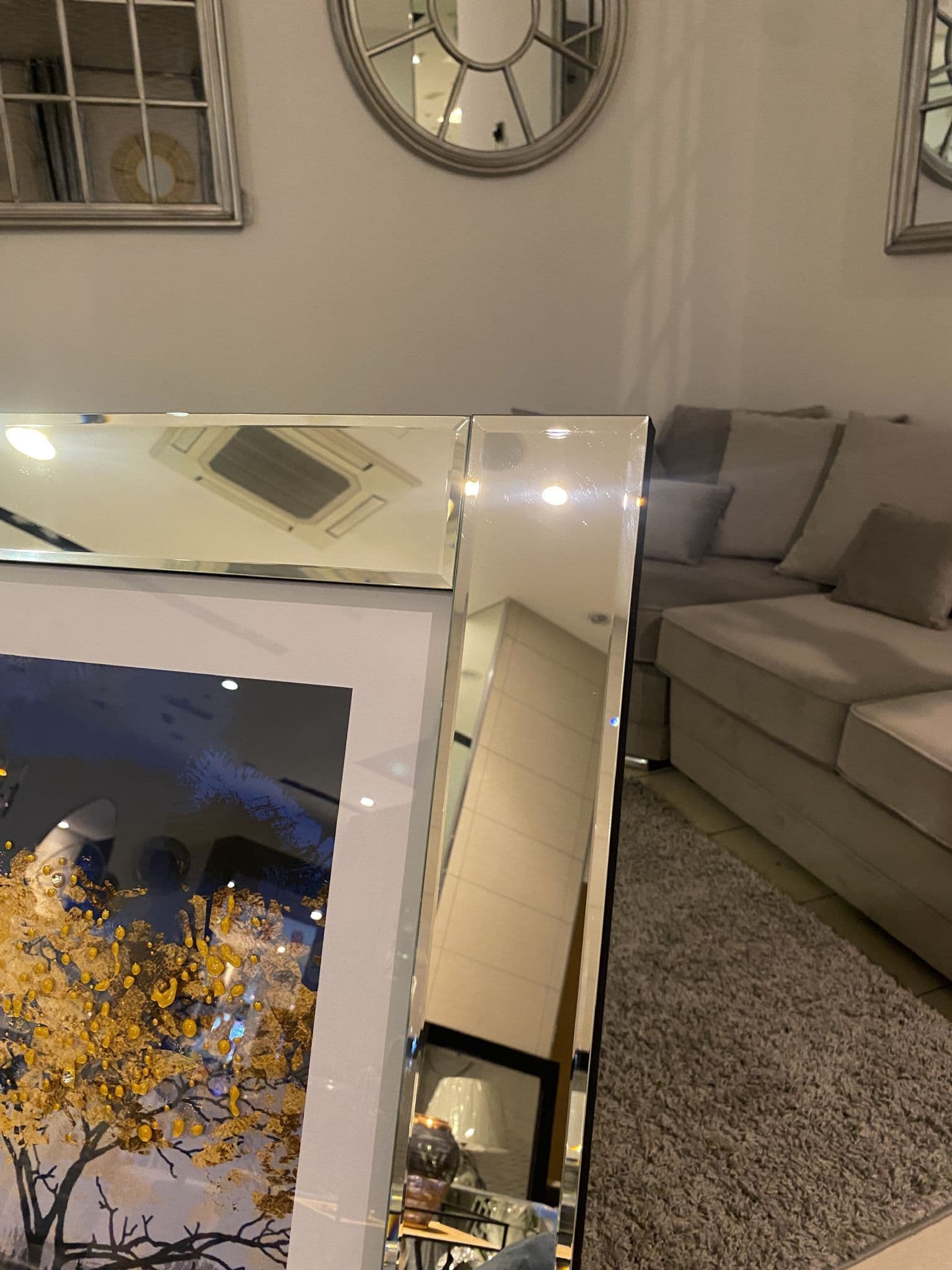 Golden Leaf Trees Wall Art Mirror Frame 115Cm X 65Cm