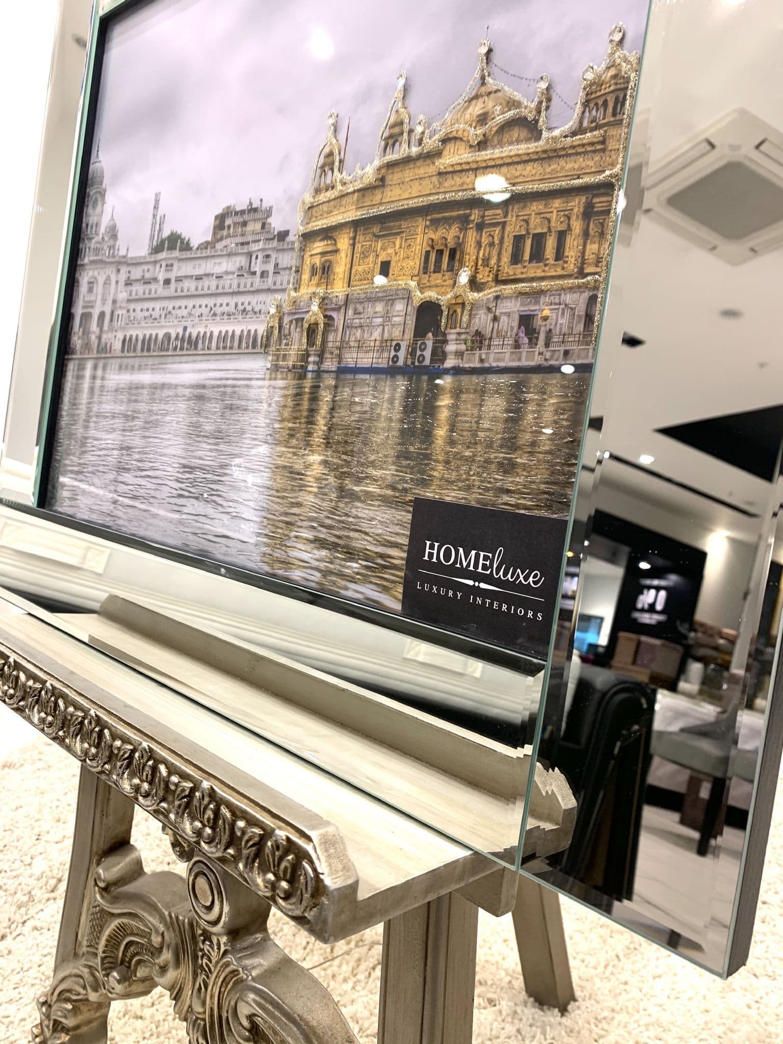 Golden Temple Day Glitter Wall Art Mirror