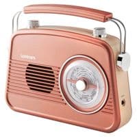 Goodmans Classic AM-FM Retro Radio - Portable Rose Gold Analog Radio