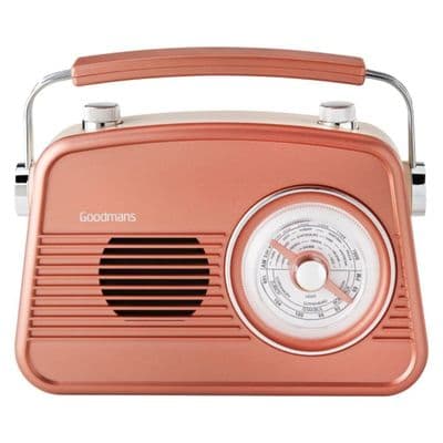 Goodmans Classic AM-FM Retro Radio - Portable Rose Gold Analog Radio