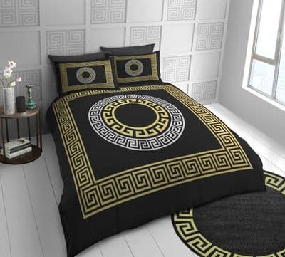 Greek Style Black & Gold King Duvet Cover Set | IDA Greek Key Bedding
